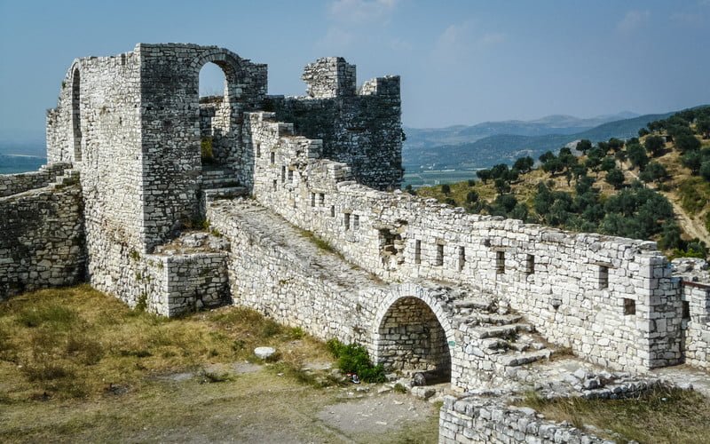 Castle Ruins Over Berat Countryside